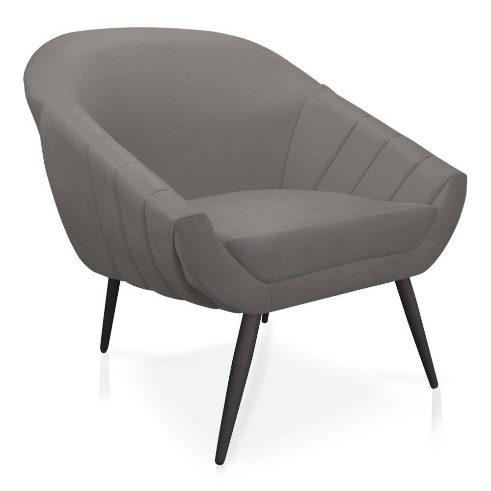 Kit 01 Namoradeira 02 Lugares e 01 Poltrona Giovana Suede de Ferro Grafite - 3