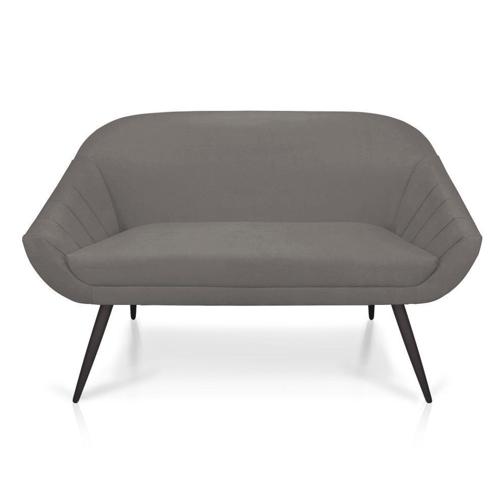 Kit 01 Namoradeira 02 Lugares e 01 Poltrona Giovana Suede de Ferro Grafite - 6