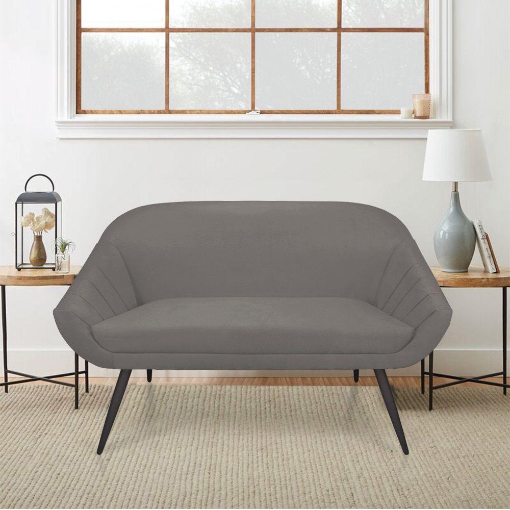 Kit 01 Namoradeira 02 Lugares e 01 Poltrona Giovana Suede de Ferro Grafite - 7