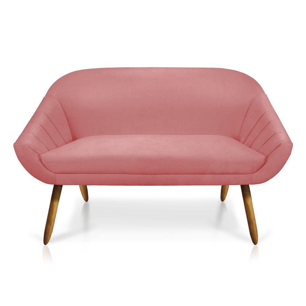 Kit 01 Namoradeira 02 Lugares e 02 Poltronas Giovana Suede Castanho Rose - 6