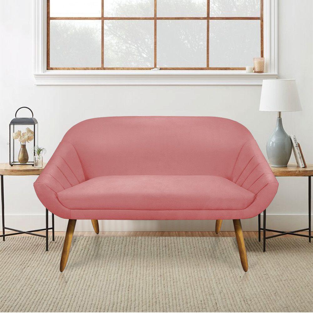 Kit 01 Namoradeira 02 Lugares e 02 Poltronas Giovana Suede Castanho Rose - 7
