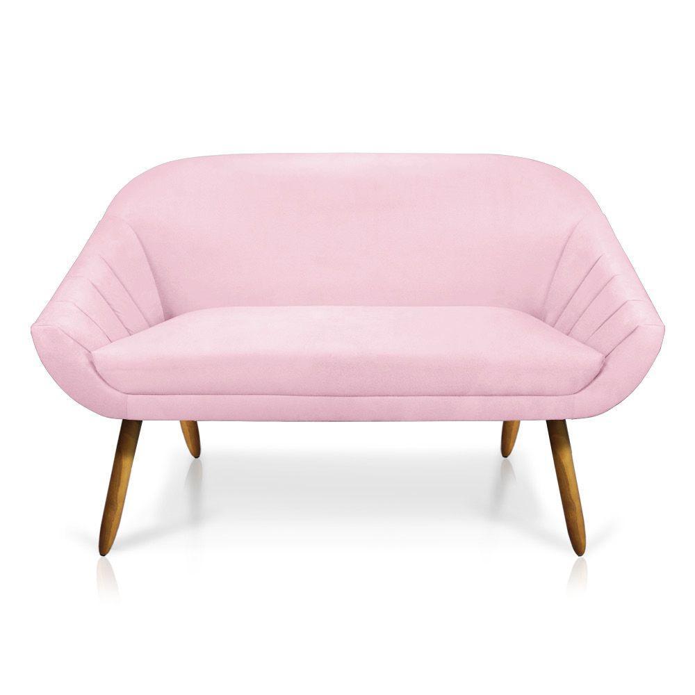 Kit 01 Namoradeira 02 Lugares e 02 Poltronas Giovana Suede Castanho Rosa Bebê - 6