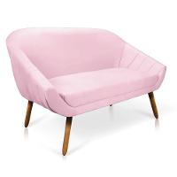 Kit 01 Namoradeira 02 Lugares e 02 Poltronas Giovana Suede Castanho Rosa Bebê