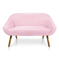 Kit 01 Namoradeira 02 Lugares e 02 Poltronas Giovana Suede Castanho Rosa Bebê - 6