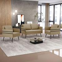 Kit 01 Namoradeira E 02 Poltronas Suede Marrom Rato - 8