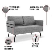 Kit 01 Namoradeira E 02 Poltronas Linho Grafite A26 - 5