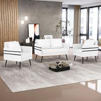 Kit 01 Namoradeira E 02 Poltronas Corino Branco - 8