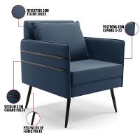 Kit 01 Namoradeira E 02 Poltronas Suede Azulnho