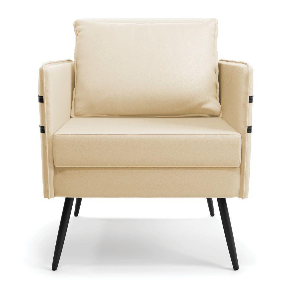 Kit 01 Namoradeira E 02 Poltronas Corino Bege - 3