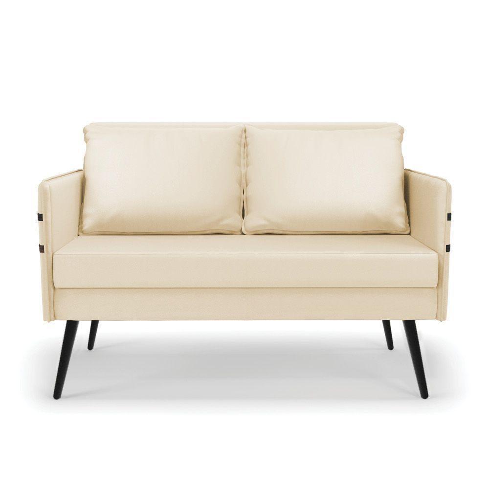 Kit 01 Namoradeira E 02 Poltronas Corino Bege - 4