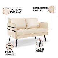 Kit 01 Namoradeira E 02 Poltronas Corino Bege - 6