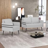 Kit 01 Namoradeira E 01 Poltrona Linho Cinza A05 - 8