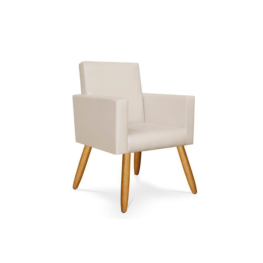 Kit 10 Poltronas Nina Decorativa Para Recepção Courino Bege - 5