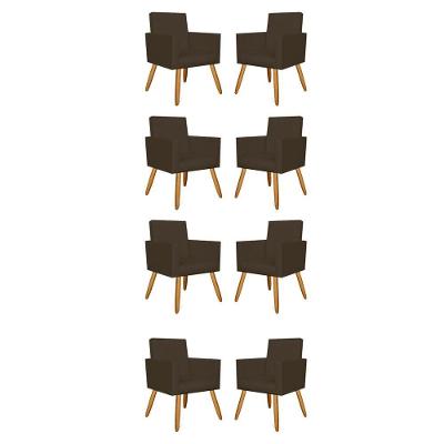 Kit 08 Poltronas Decorativa Recepção Courino courino Marrom