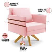 Kit 01 Namoradeira E 01 Poltrona Suede Ma30 Rosa Bebê