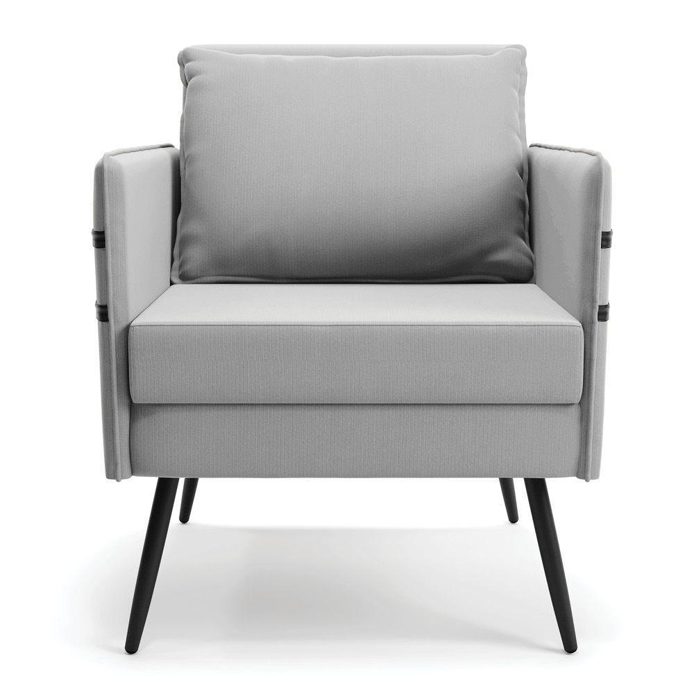 Kit 01 Namoradeira E 02 Poltronas Suede Cinza - 6