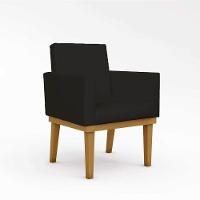 Poltrona Com Base Reforçada Escritório Courino preto - 1