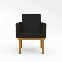 Poltrona Com Base Reforçada Escritório Courino preto - 4