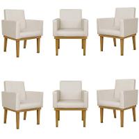 Kit 6 Poltronas Escritório Recepção Sala Courino bege - 1