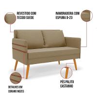 Kit 01 Namoradeira E 01 Poltrona Suede Ma30 Marrom Rato - 5