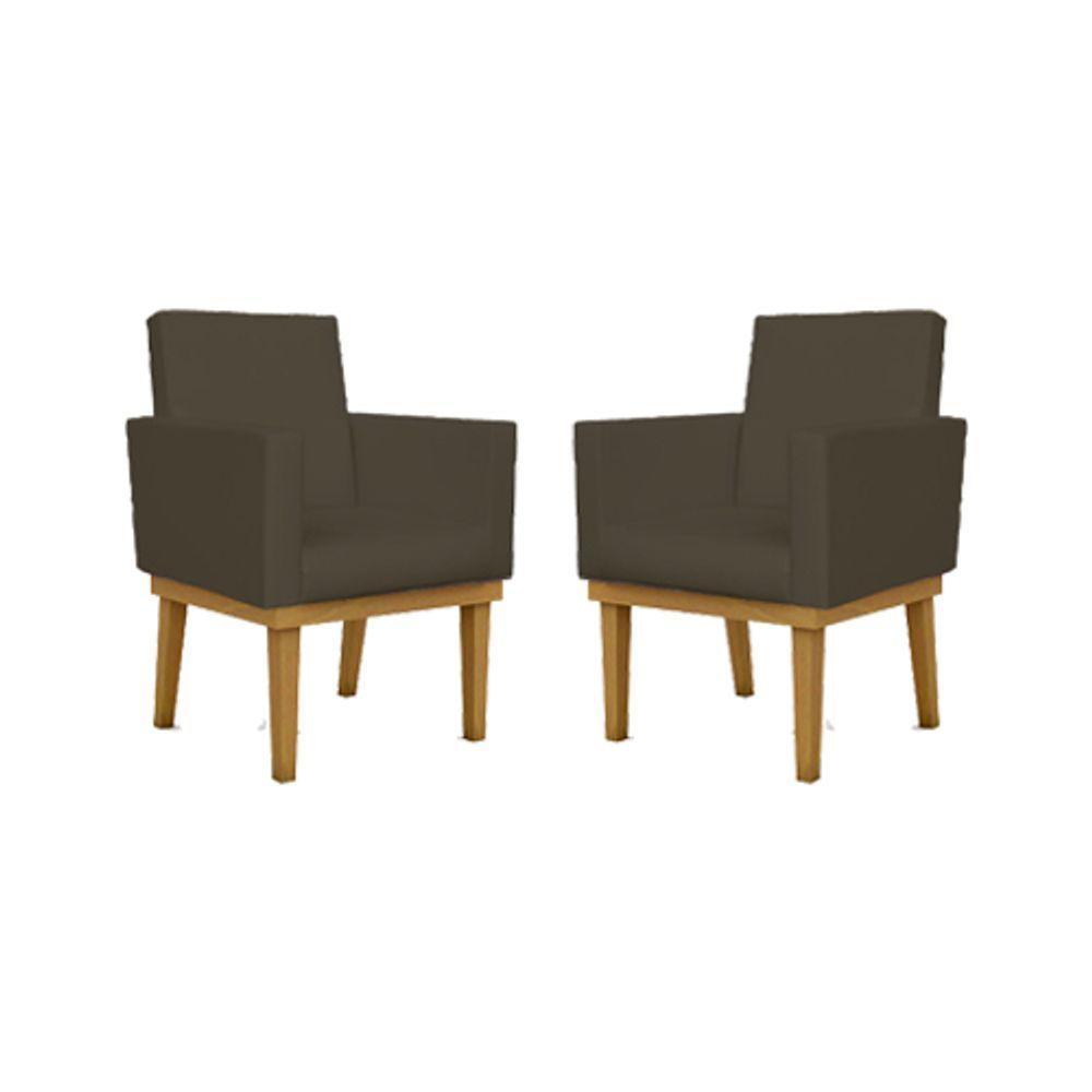 Kit 02 Poltronas Decorativa Reforçada Courino marrom - 1