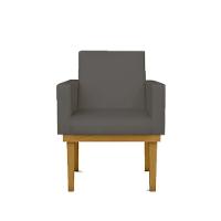 Poltrona Decorativa Base + Reforçada Tecido Courino cinza - 4