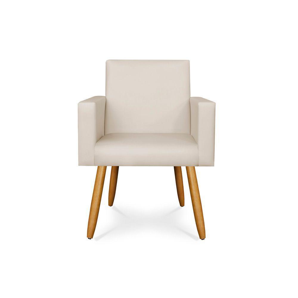 Kit 10 Poltronas Decorativa Recepção Courino courino Bege - 4