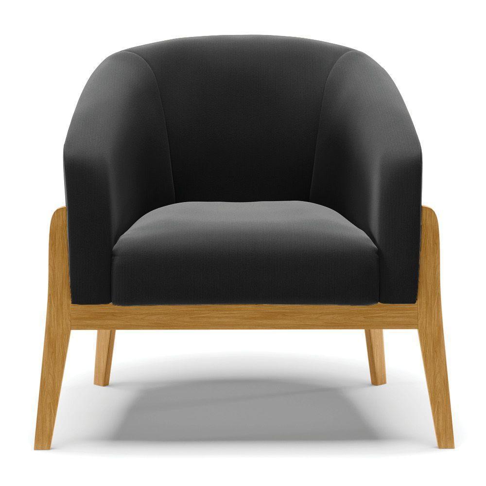 Kit 02 Poltronas Preto Base Madeira Castanho - 7