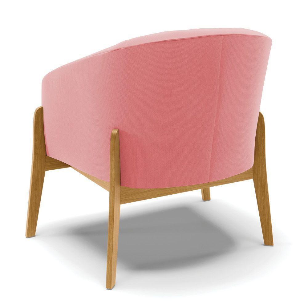 Kit 02 Poltronas Stella Suede Base Madeira Castanho - D'rossi Cor Rose - 5