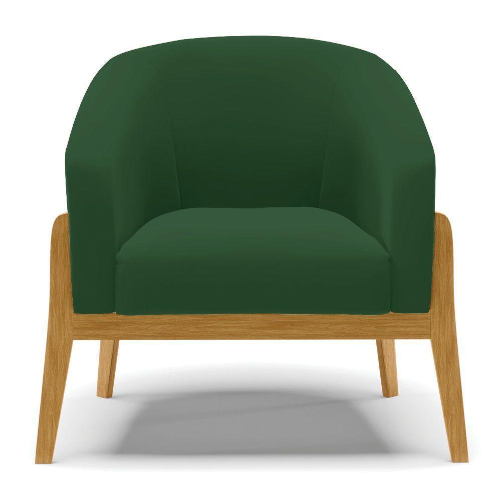 Poltrona Stella Veludo Base Madeira Castanho - D'rossi Cor Verde - 7