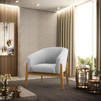 Kit 02 Poltronas Stella Suede Base Madeira Castanho - D'rossi Cor Cinza - 8