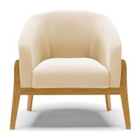 Kit 02 Poltronas Stella Suede Bege Base Madeira Castanho - D'rossi - 7