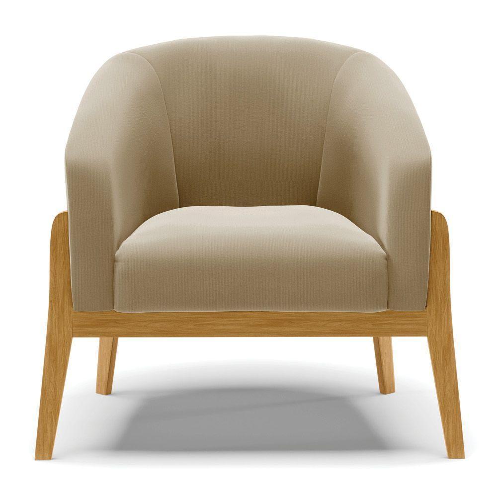 Kit 02 Poltronas Stella Suede Base Madeira Castanho - D'rossi Cor Marrom Rato - 7