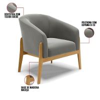 Kit 02 Poltronas Base Madeira Castanho Cor Grafite