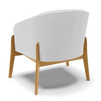 Poltrona Stella Linho Cinza A05 Base Madeira Castanho