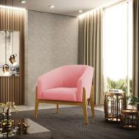 Kit 02 Poltronas Rosê Base Madeira Castanho - 8