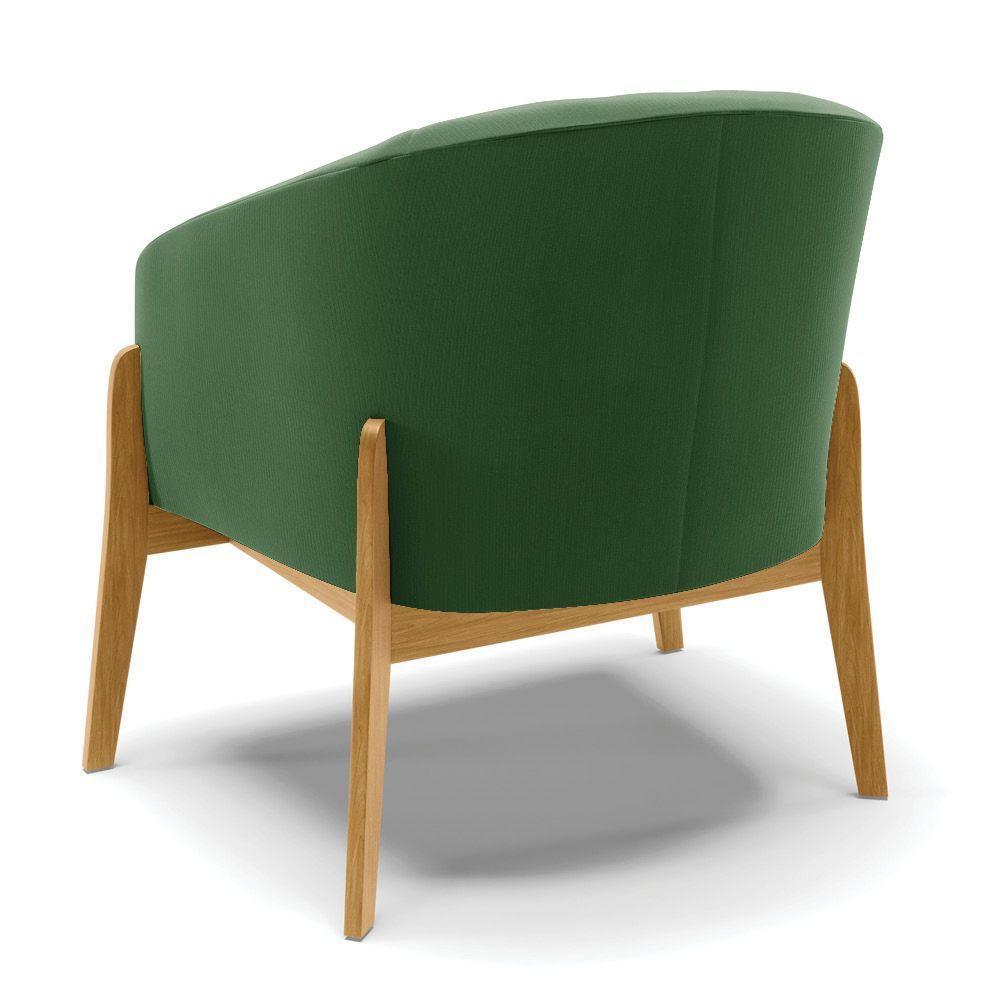 Kit 02 Poltronas Verde Base Madeira Castanho - 5