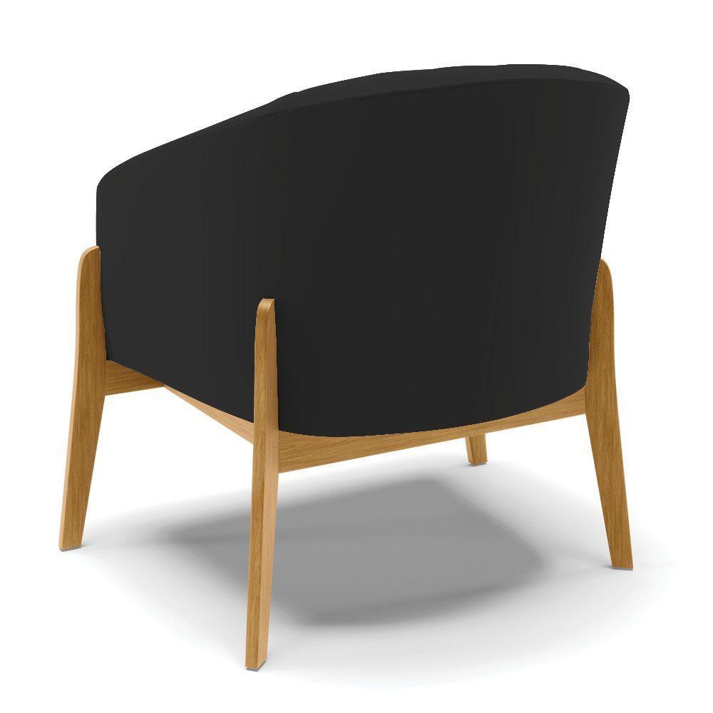 Poltrona Stella Veludo Base Madeira Castanho - D'rossi Cor Preto - 5