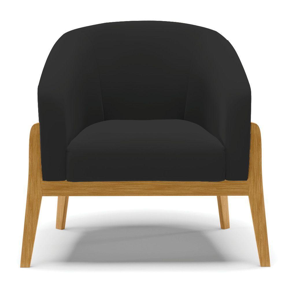 Poltrona Stella Veludo Base Madeira Castanho - D'rossi Cor Preto - 7