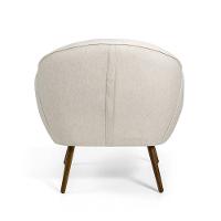 Poltrona Decorativa Nara Linho Bege Pés Palito Madeira - 5