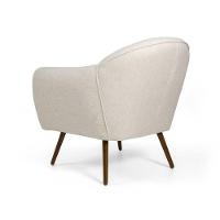 Poltrona Decorativa Nara Linho Bege Pés Palito Madeira - 9