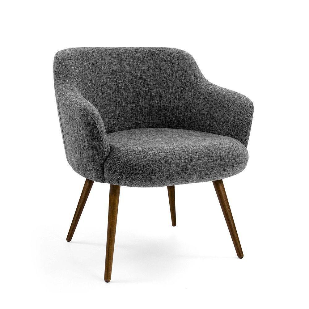 Poltrona Jade Linho Mescla Pés Palito Madeira D'Rossi - 1