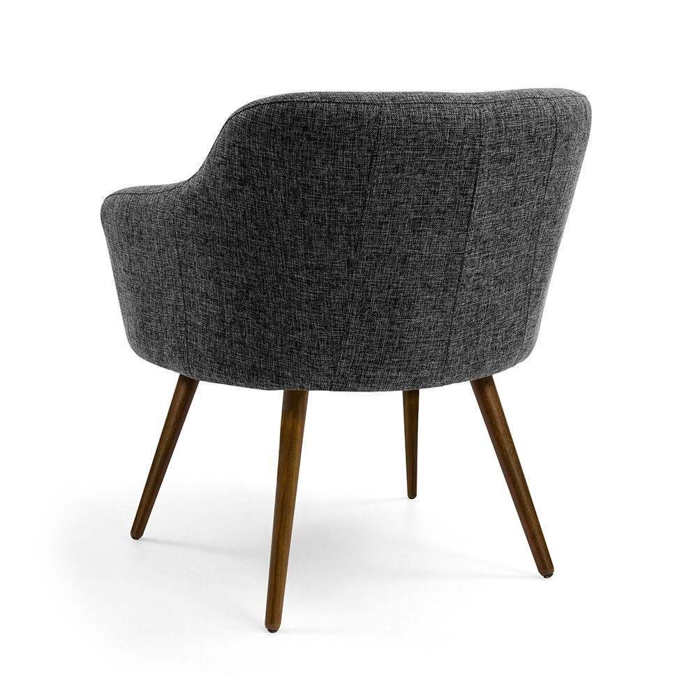 Poltrona Jade Linho Mescla Pés Palito Madeira D'Rossi - 6