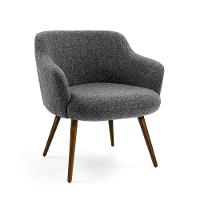 Poltrona Jade Linho Mescla Pés Palito Madeira D'Rossi - 1