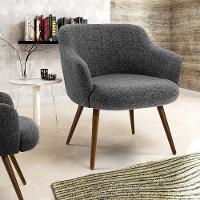 Poltrona Jade Linho Mescla Pés Palito Madeira D'Rossi - 9