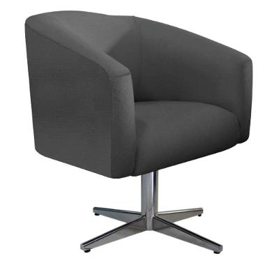 Poltrona Luiza Base Giratória de Metal Linho Chumbo