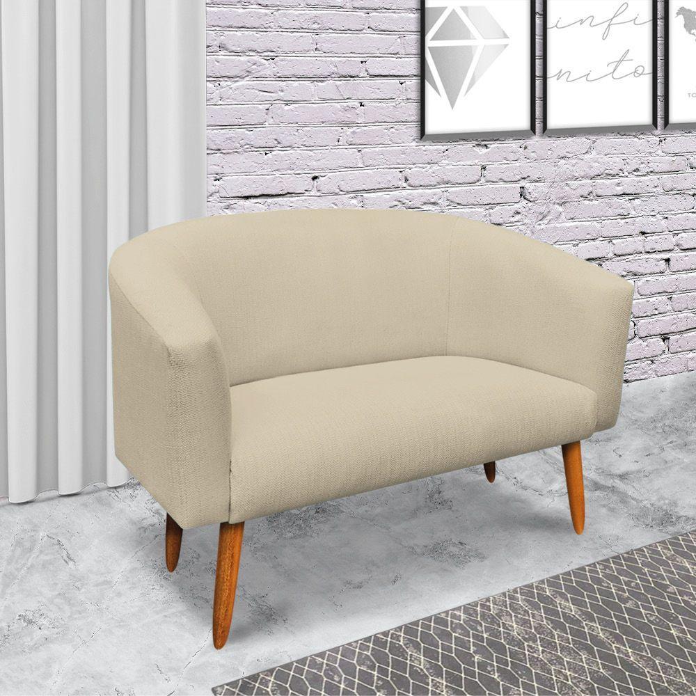 Kit 1 Namoradeira 2L e 2 Poltronas Giratória Linho Areia - 4