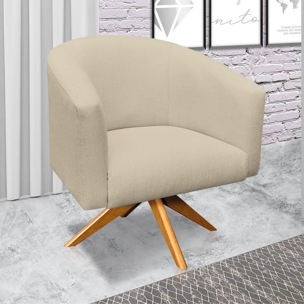 Kit 1 Namoradeira 2L e 2 Poltronas Giratória Linho Areia - 8