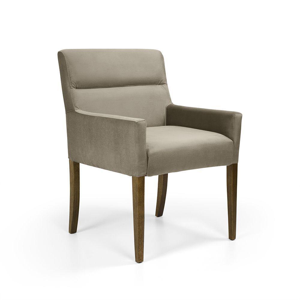 Poltrona Ana Veludo Marrom Base de Madeira D'Rossi - 3