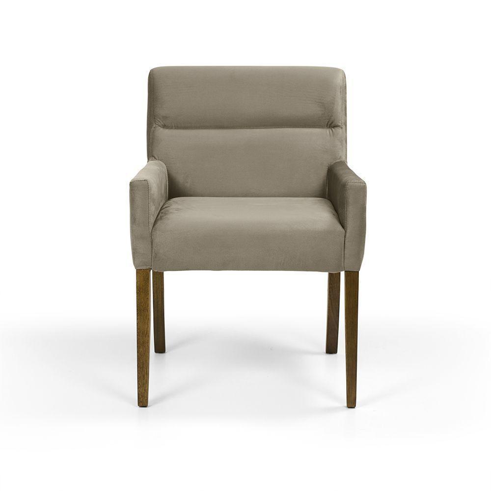 Poltrona Ana Veludo Marrom Base de Madeira D'Rossi - 10